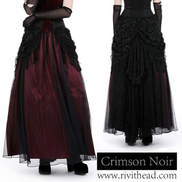Crimson Noir Women's Gothic Long Skirt