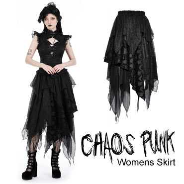 Chaos Punk Womens Gothic Knee-Length Skirt
