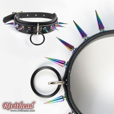 Leather Choker Collar with Heat Tempered spikes