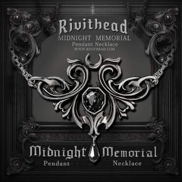 Midnight Memorial Pendant handcrafted Baroque gothic necklace with swirling metalwork and a sparkling Austrian cut black crystal on an adjustable silver chain.