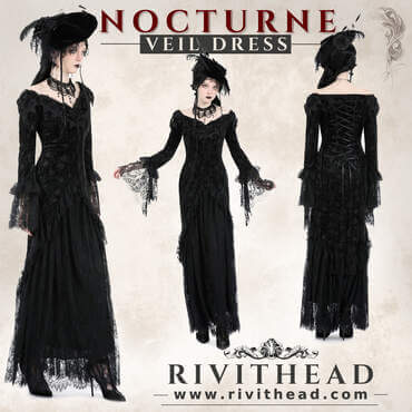 Nocturne Veil Gothic Full Length Dress