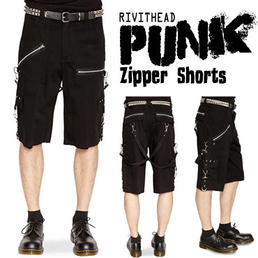 Knee Length Punk Zipper Shorts