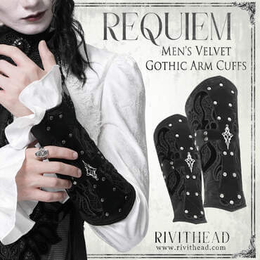 Requiem black gothic velvet arm cuffs