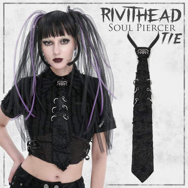 Gothic girl wearing Rivithead Soul Piercer Tie