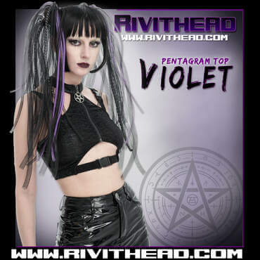 Gothic girl wearing the Violet Pentagram Top