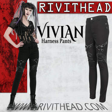 Vivian Harness pants being worn by a goth model