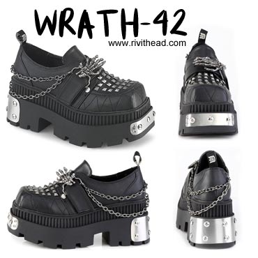 Demonia Wrath-42 Womens square-toe platform shoes
