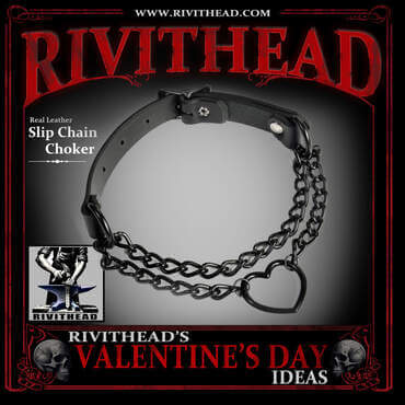 Black Slip chain choker with black heart and black chain