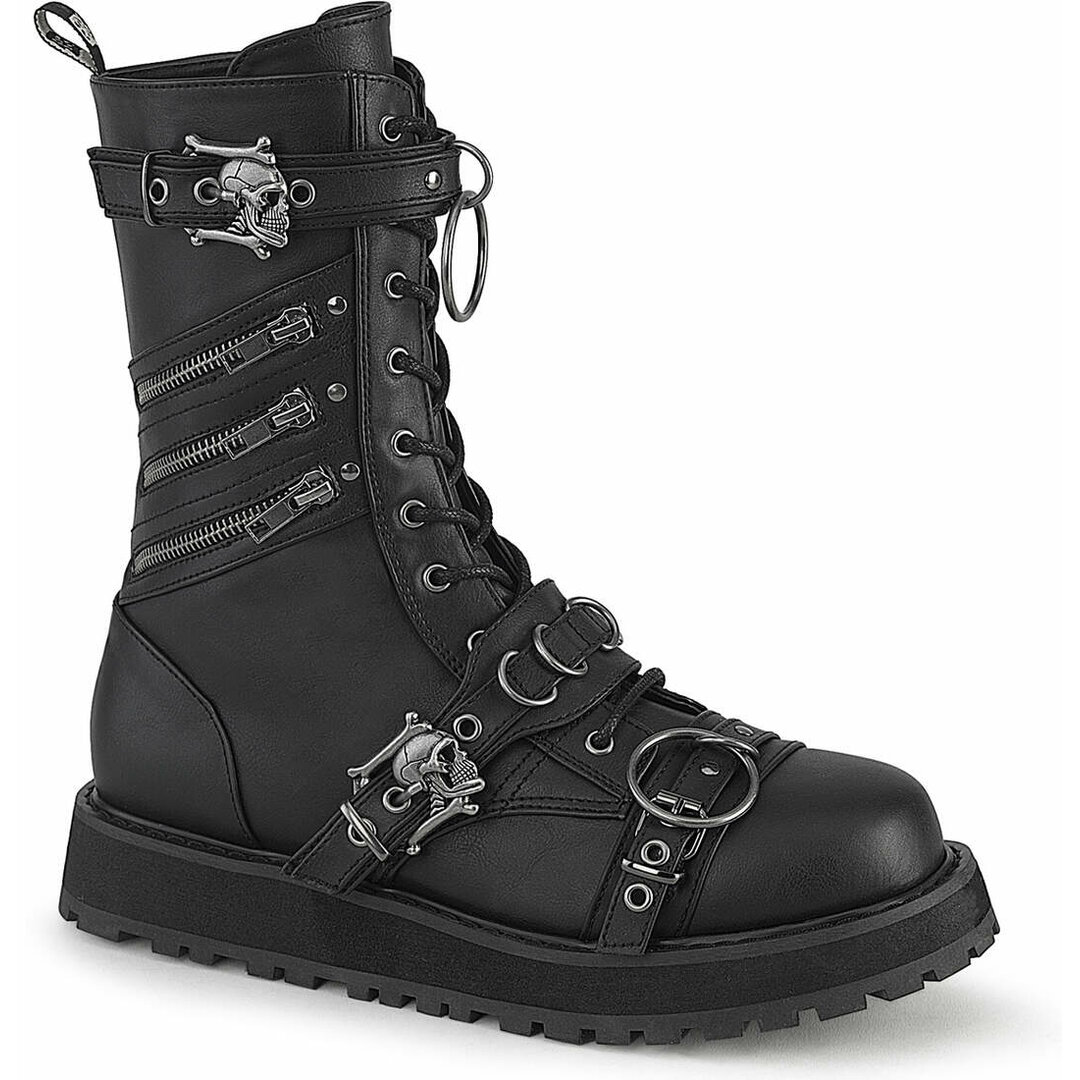 靴 Dark Aged Buckle Combat Boots Dark Aged Buckle Combat Boots Patent Buckled Combat Boots Black