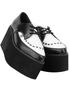 T.U.K. A8665 - White Black Creepers platform shoes with black suede wedge sole and lace-up front