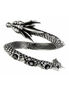 Vis Viva Bracelet in antiqued silver, dragon scale texture, clawed ends, and three black stones