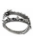 Vis Viva Bracelet in antiqued silver-tone metal shaped like a dragon with black stones and textured scales