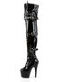 ADORE-3028 - Black Patent Stiletto Thigh High Boots