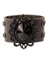 Black Filigree Leather Wristband