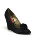 CAMILLE-01 Black Satin Wedges