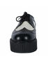Front view of CREEPER-408 Black White Creepers with thick platform sole and lace-up closure