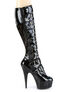 DELIGHT-2049 Black Patent Buckle Platform Boots