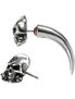 The Alchemist Horn Earring in silver-tone metal with skull stud and curved horn-shaped drop