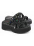 Emily-07 Platform Sandals with Iridescent Straps