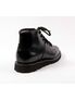 Rear side view of MONKEY BOOT-102 black laceup boots with smooth leather and rugged sole