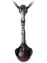 Black Talon Pendant with silver bird skull and claw holding a black and red marbled sphere on chain