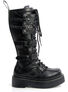 REBEL-200 Black Platform Knee-High Combat Boots