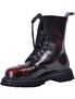 ROCKY-10 burgundy leather boots with black laces, cap toe, pull tab, and chunky lug sole