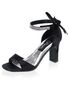 ROMANCE-372 Black Satin Heels