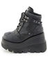 SHAKER-37 Black Wedge Platform Ankle Boots