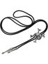 Unforgiven Pendant with braided black cord, silver skull and crossbones slider, and pointed metal tips