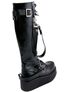 V-CREEPER-588 black creeper boots with tall shaft, platform sole, buckle strap, and metal hardware