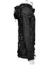 Black Apocalypse hoodie with ribbed sleeves, lace-up detailing, and a hooded side view.