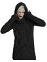 Black Apocalypse hoodie worn by a model with hood up and hands adjusting the hood