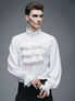Front view of Ash Mens White Ruffle Shirt with long sleeves and ruffle detail on the chest