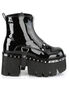 ASHES-100 Black Patent Ankle Boot with Harness