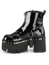 ASHES-100 Black Patent Ankle Boot with Harness