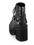 ASSAULT-101 Vegan Platform Boots rear angle showing black chunky heel, silver studs, and back zipper