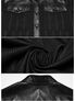 Black plaid punk shirt with button front, chest flap pocket, and shiny black collar and back