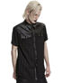 Black plaid punk shirt with short sleeves and chest pockets on a model