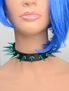 Electric Blue Spiked Leather Choker