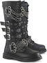 Black BOLT-450 knuckle combat boots with chains, buckles, and lug soles