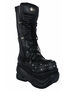 BOXER-205 Buckle Boots in black with platform sole, lace-up front, metal hardware, and side zip