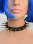 Leather choker with 1 1/4 Inch Tall Brass Spikes