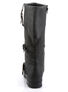 Full-length view of CARRIBEAN-299 black buckle boots with side zippers and tie details