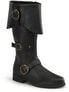 Side view of black leather CARRIBEAN-299 buckle boots with decorative gold buckles and ankle strap