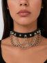Cone and Chain Leather Choker