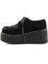 Left side view of CREEPER-216 Veggie Suede Creepers in black with ribbed platform and lace-up front