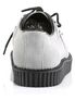 Rear view of CREEPER-602S Grey Creeper Shoes with suede upper and black platform sole