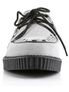 Front view of CREEPER-602S grey creeper shoe with black platform sole and black laces