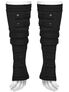 Black cyberpunk fingerless gloves with ribbed forearm guards and cutout fingers